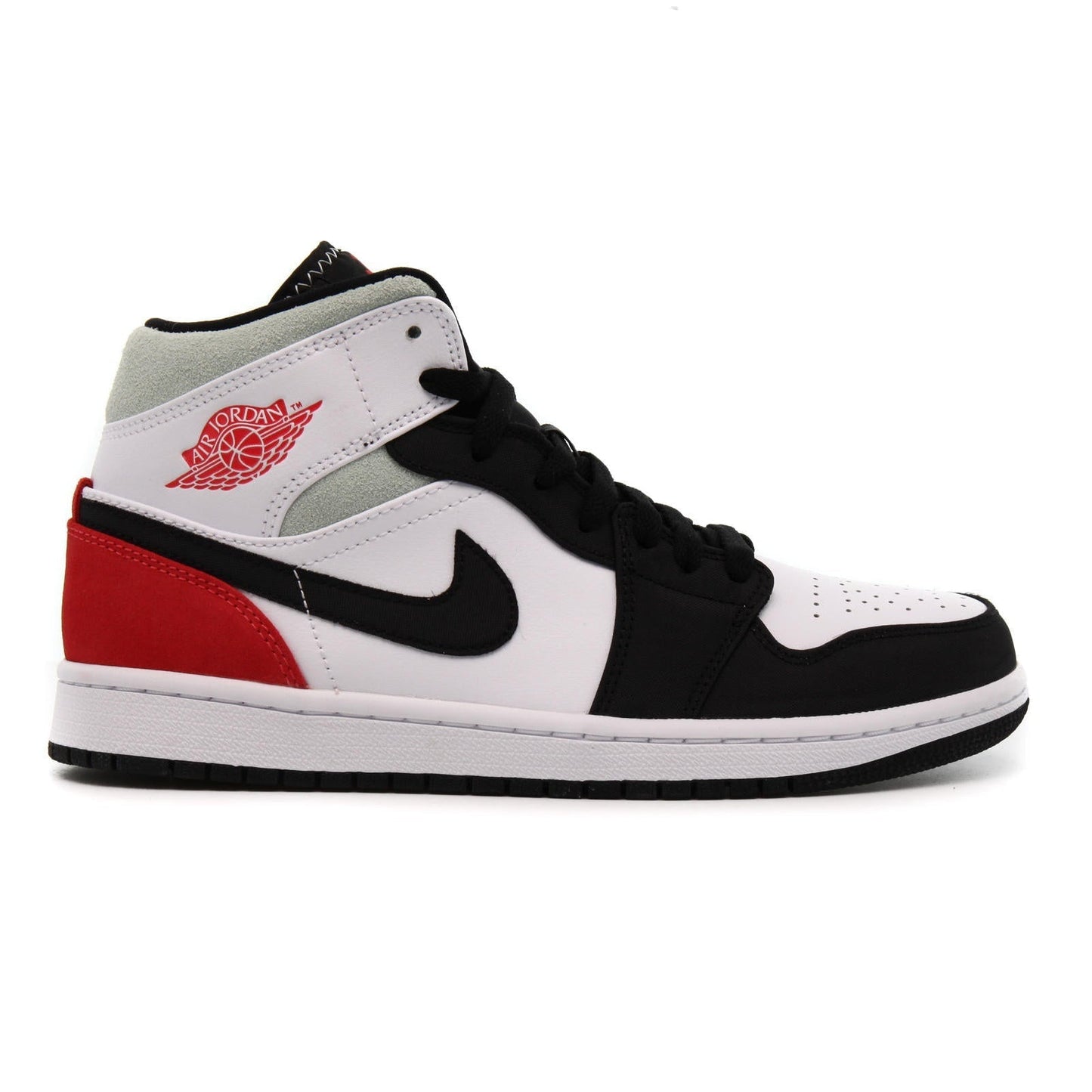 Jordan Air Jordan 1 Mid SE Shoes – White/Black-Light Smoke Grey-Gym Red
